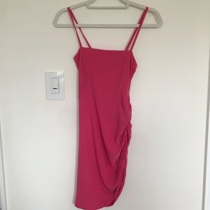 Boohoo Night Pink Ruched Cocktail Mini Dress